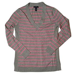 Gap Striped V-neck Split Hem Soft Sweater